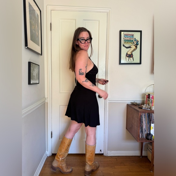 Y2K Vintage Halter Dress with Rhinestones and Cutouts - Picture 2 of 7